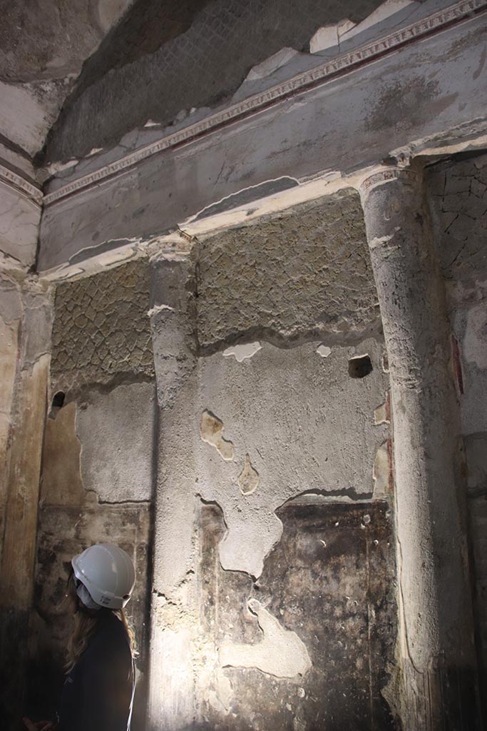 Suburban Baths, Herculaneum, October 2025.
Looking towards north wall and upper vaulted area of possible waiting room or diaeta. Photo courtesy of Klaus Heese.